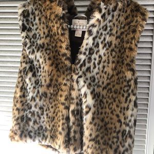 kate spade no sleeve leopard fake far jacket
